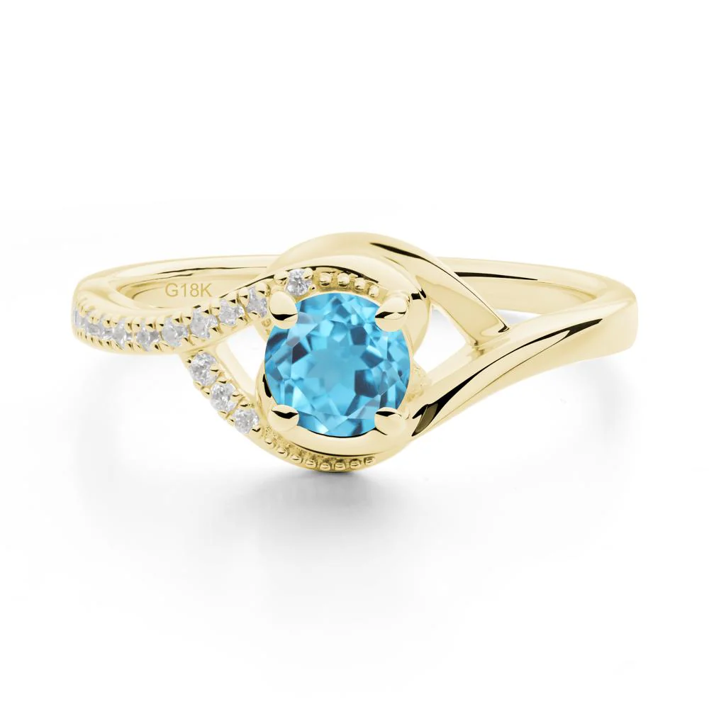 Round Swiss Blue Topaz Bypass Statement Ring - Image 4
