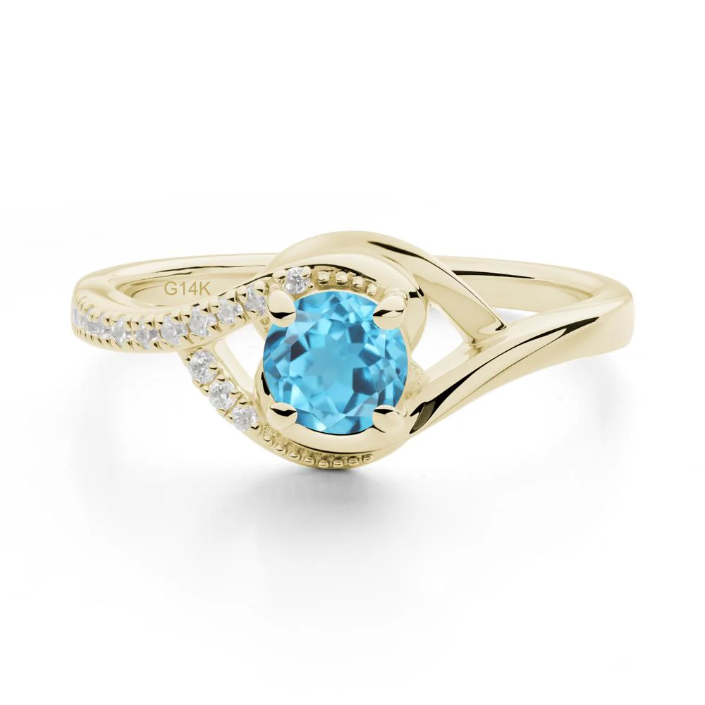 Round Swiss Blue Topaz Bypass Statement Ring - Image 8
