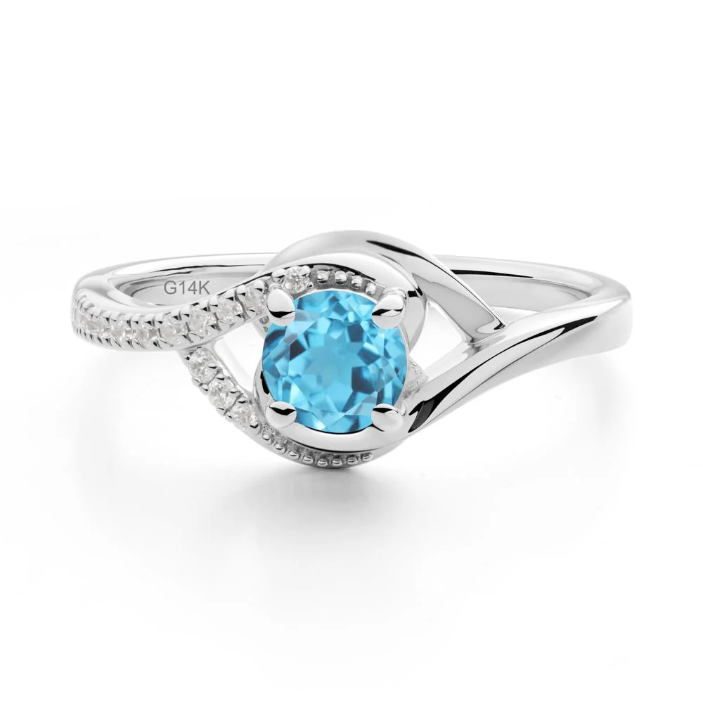 Round Swiss Blue Topaz Bypass Statement Ring - Image 9