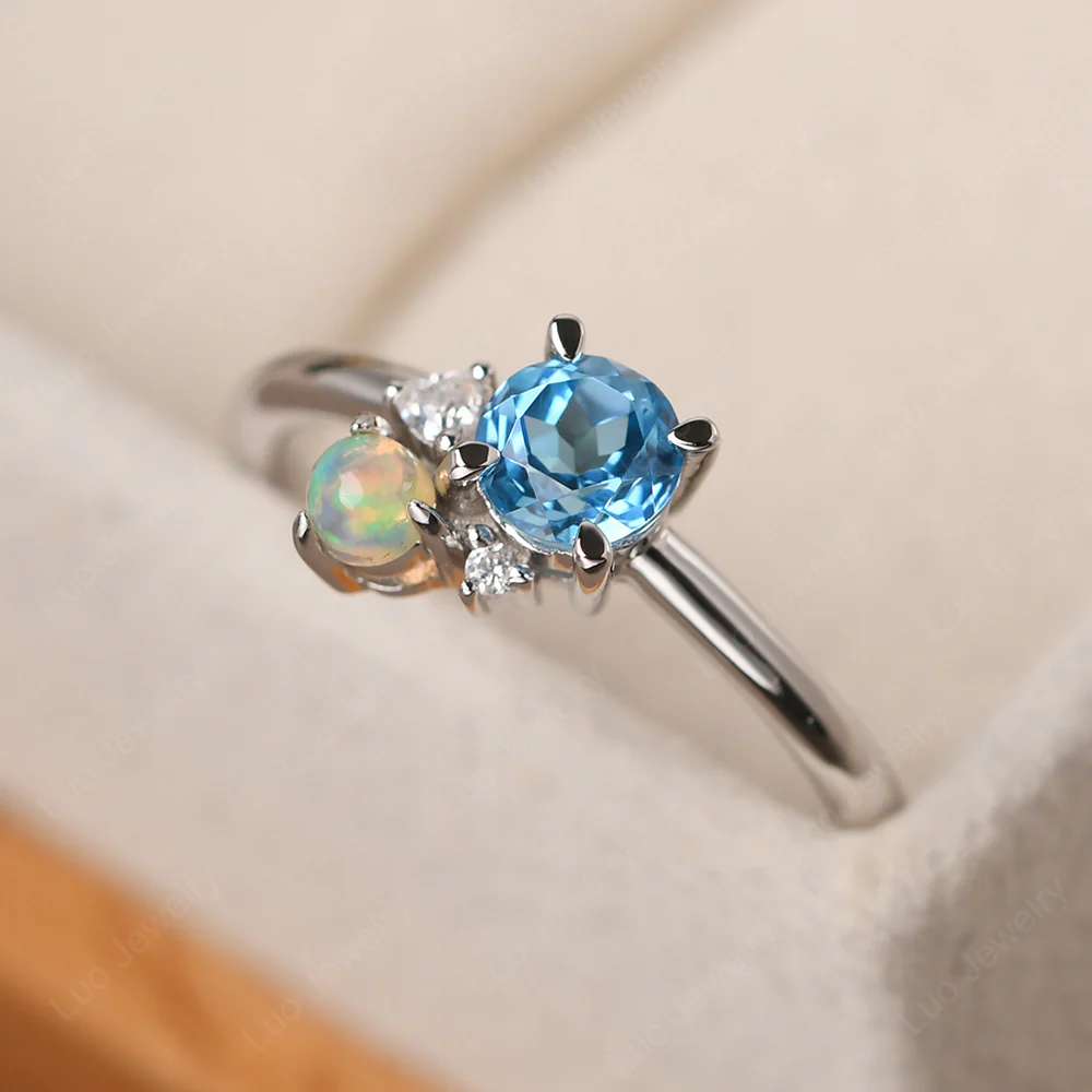 Round Swiss Blue Topaz Engagement Ring - Image 3