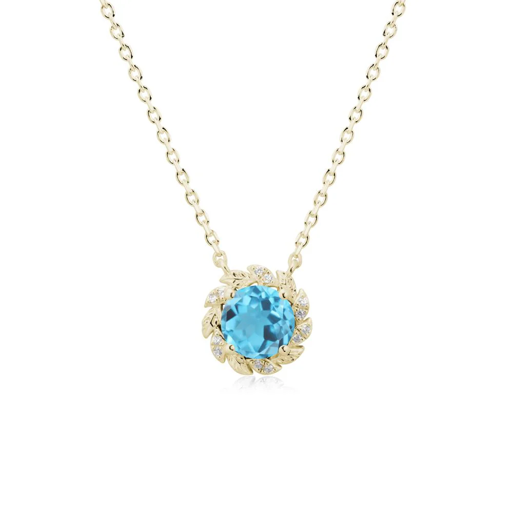 Round Swiss Blue Topaz Flower Necklace - Image 3
