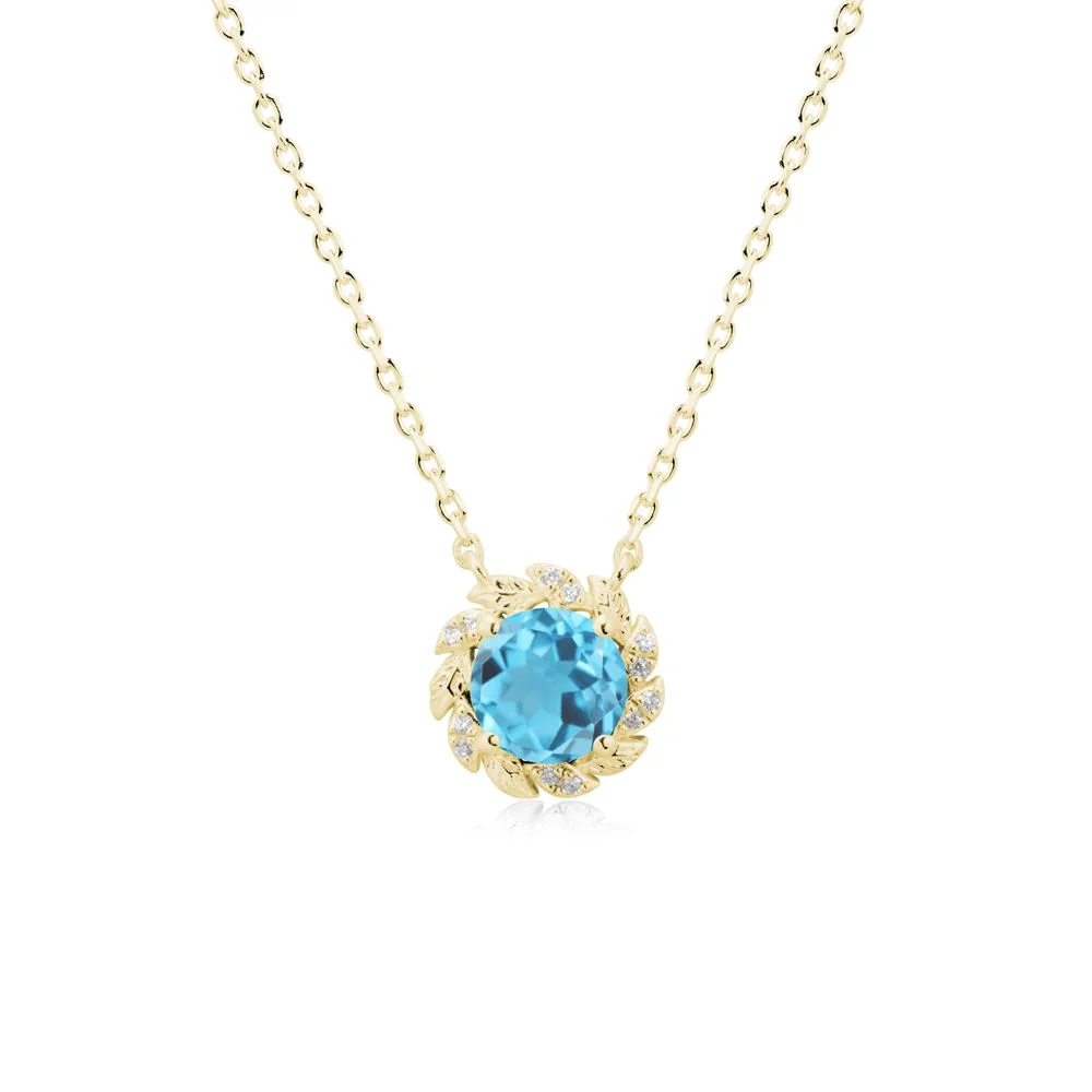 Round Swiss Blue Topaz Flower Necklace - Image 6