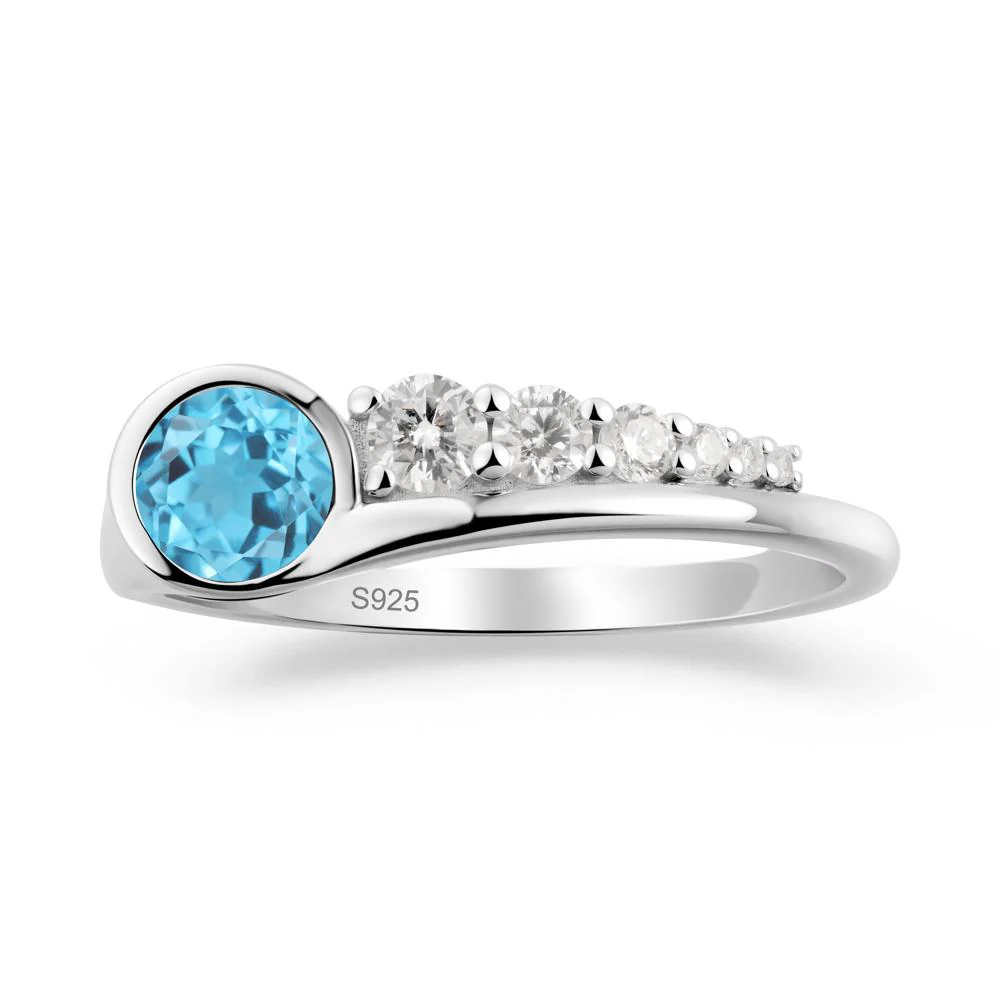 Round Swiss Blue Topaz Graduated Bubble Ring - Image 3