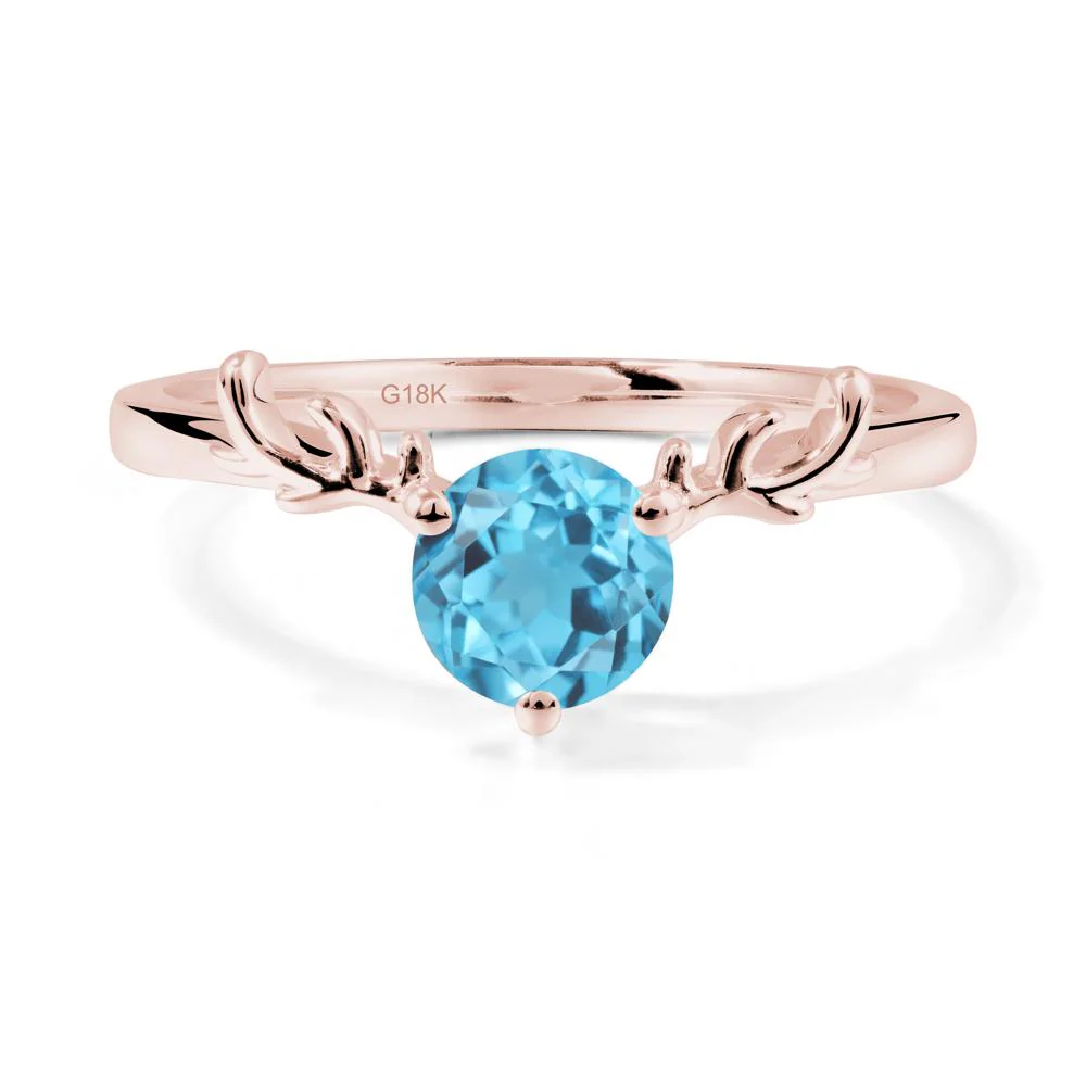 Solitaire Round Swiss Blue Topaz Ring - Image 4