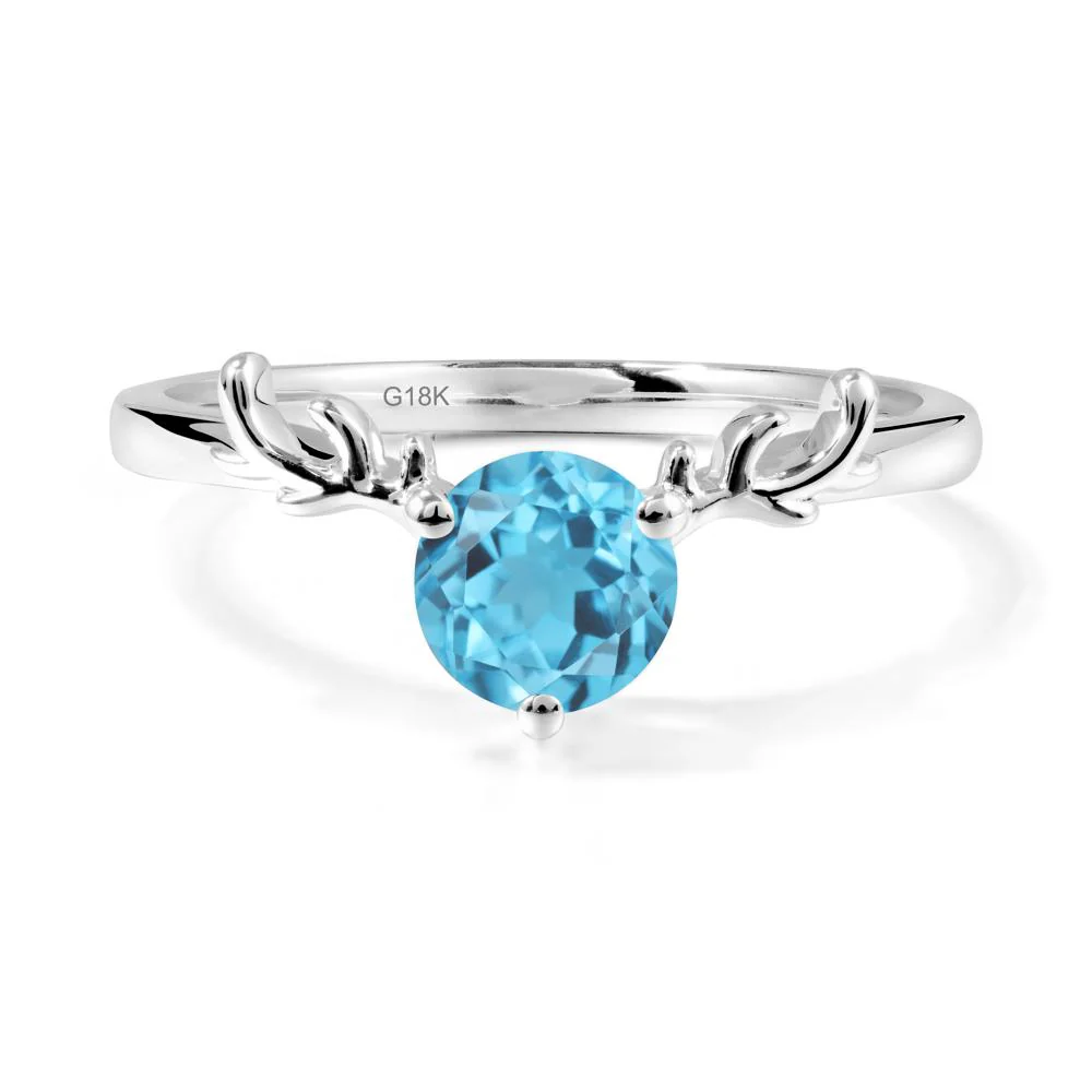 Solitaire Round Swiss Blue Topaz Ring - Image 5