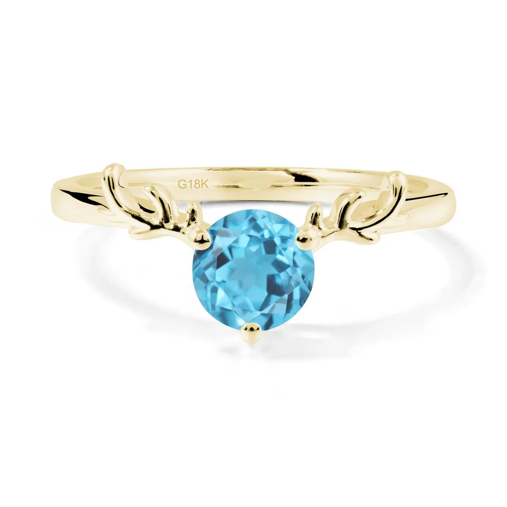 Solitaire Round Swiss Blue Topaz Ring - Image 6