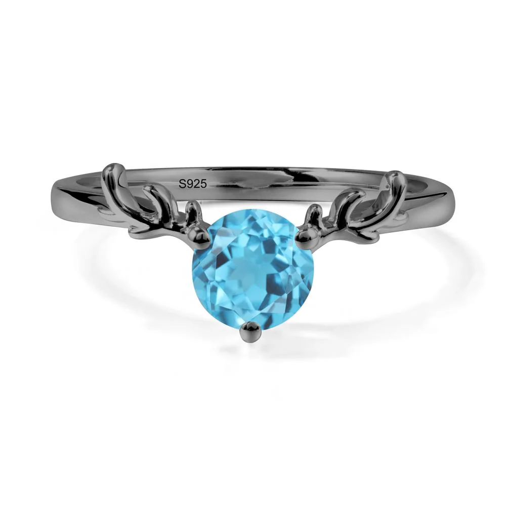 Solitaire Round Swiss Blue Topaz Ring - Image 7