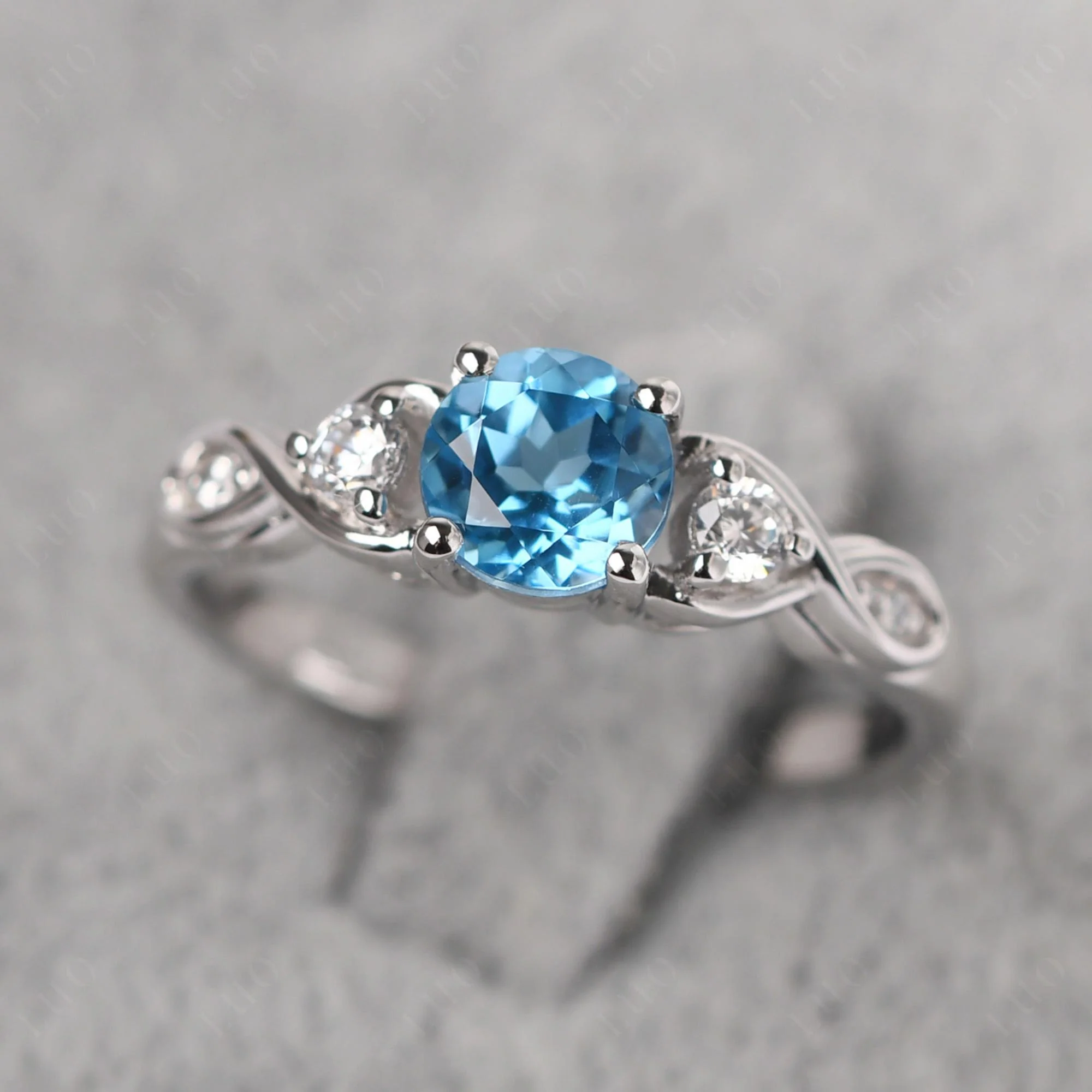 Swiss Blue Topaz Twisted Ring - Image 29