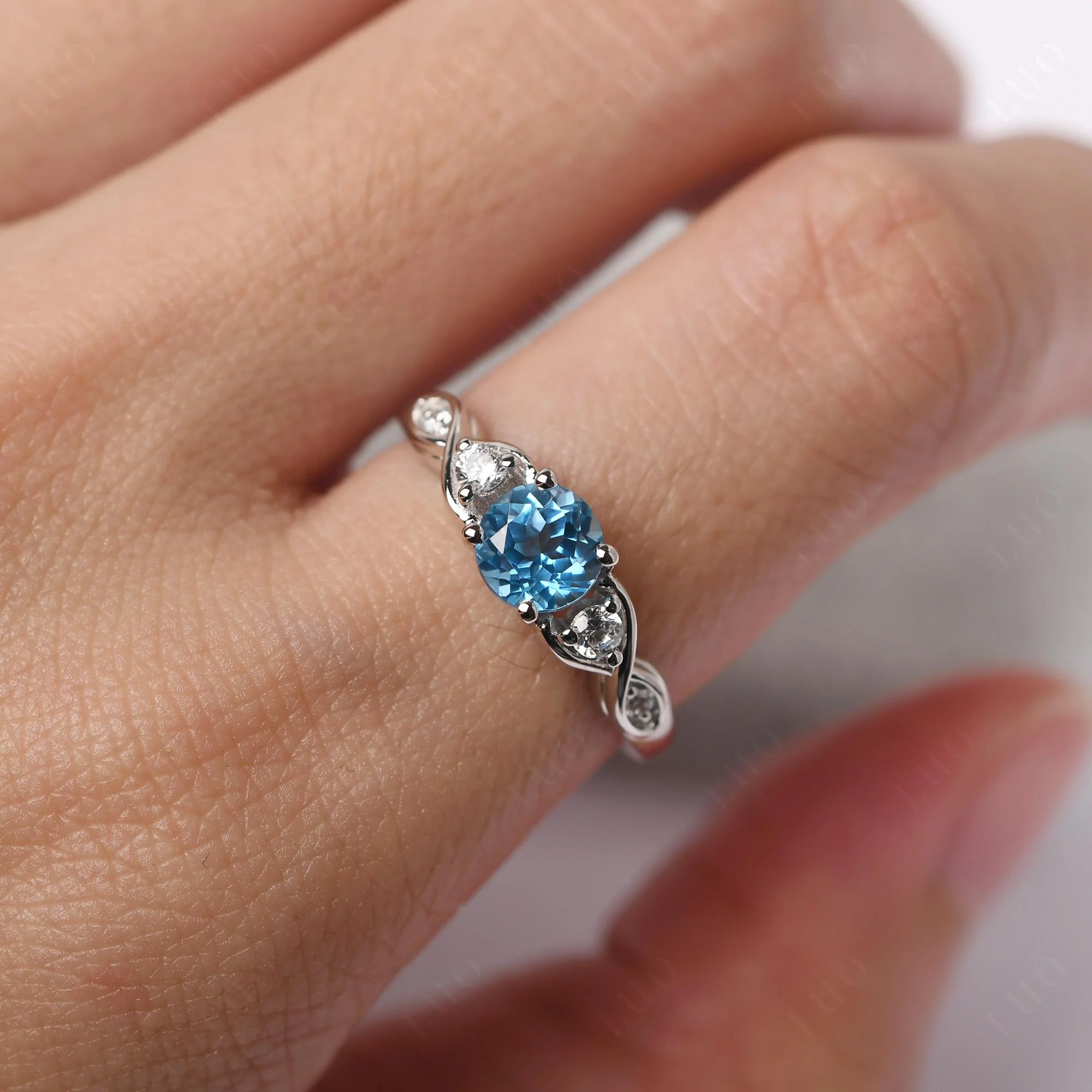Swiss Blue Topaz Twisted Ring - Image 34