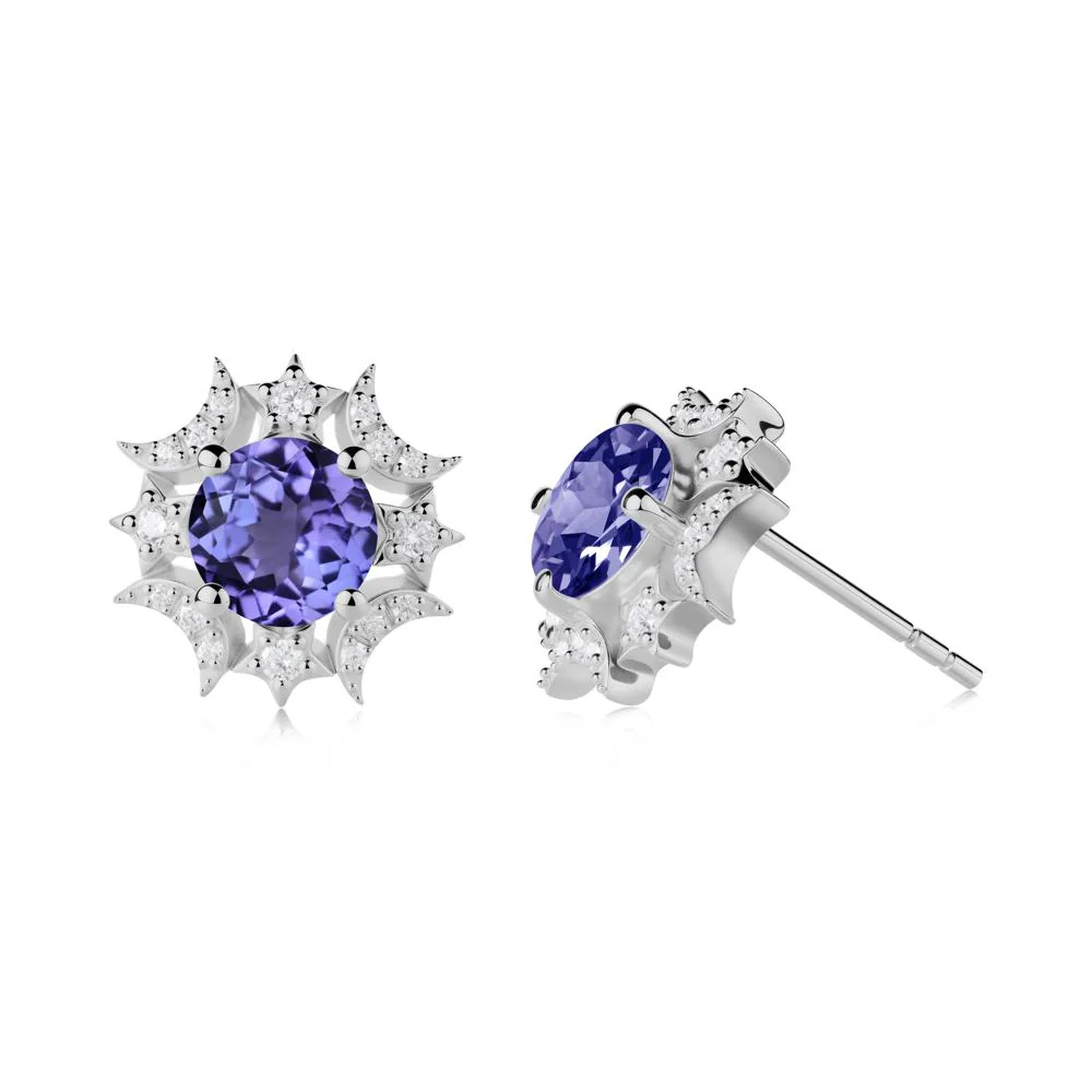 Round Tanzanite Celestial Star Stud Earrings - Image 2