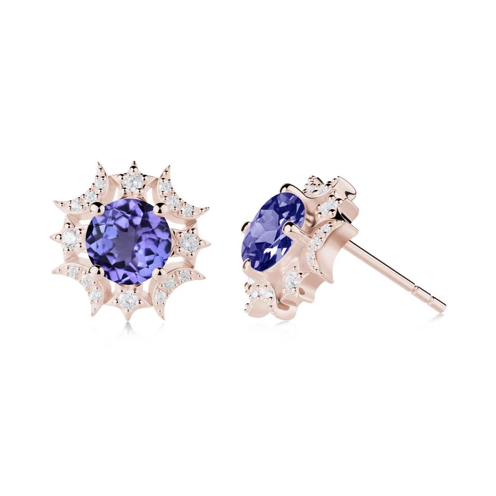 Round Tanzanite Celestial Star Stud Earrings - Image 6