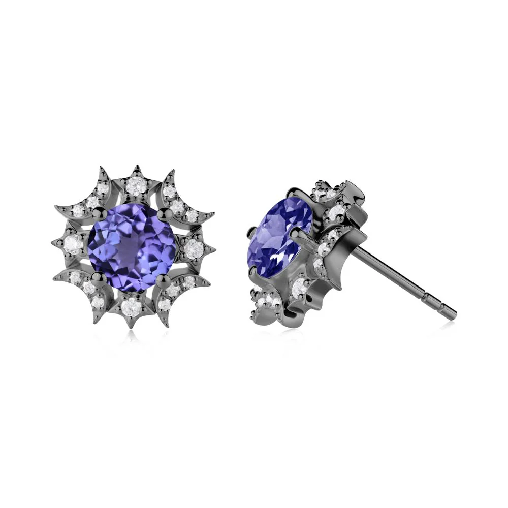 Round Tanzanite Celestial Star Stud Earrings - Image 9