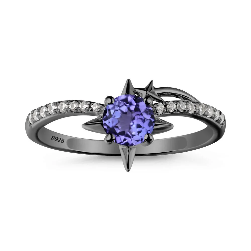 Round Tanzanite Four Point Star Ring