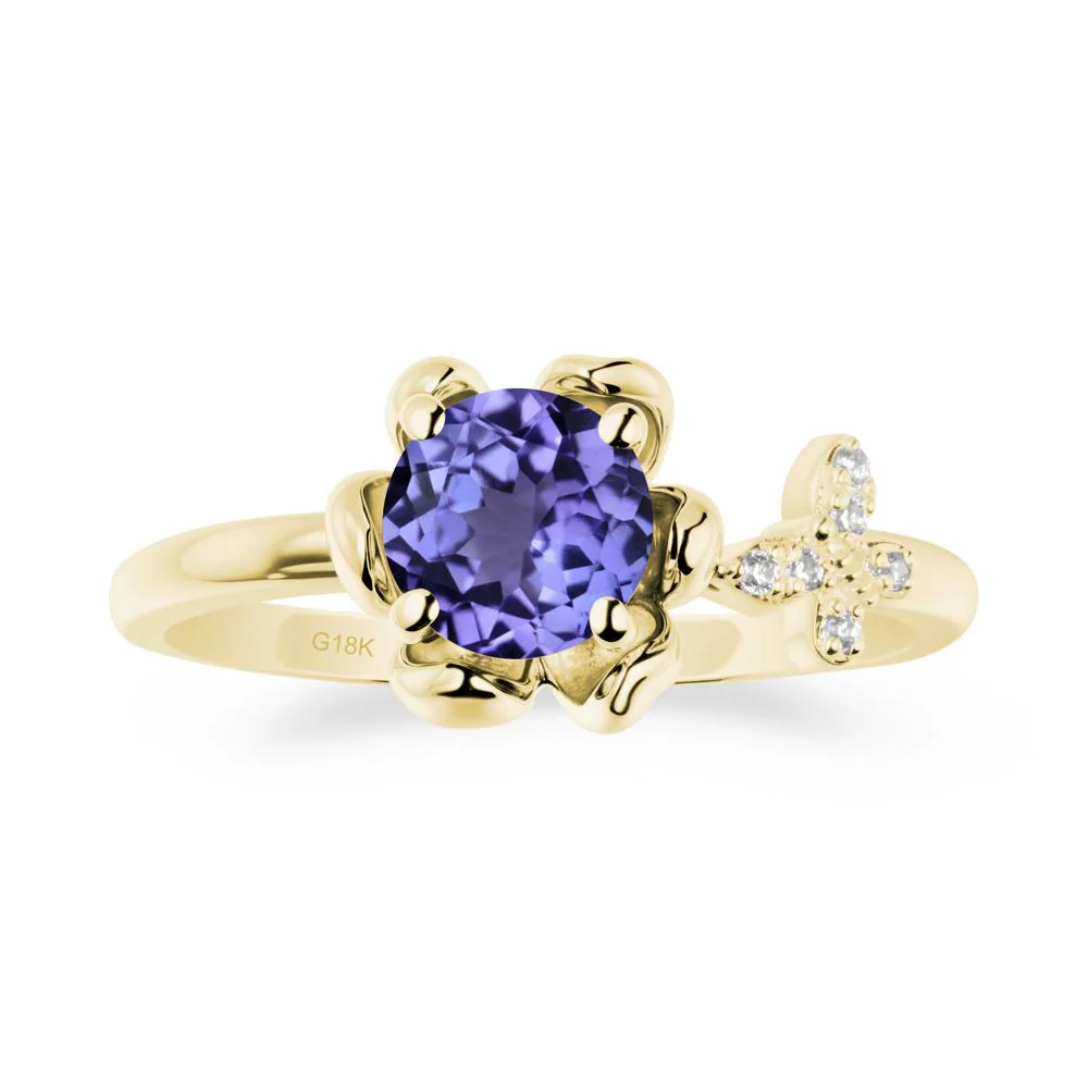 Round Tanzanite Petal Promise Ring - Image 6