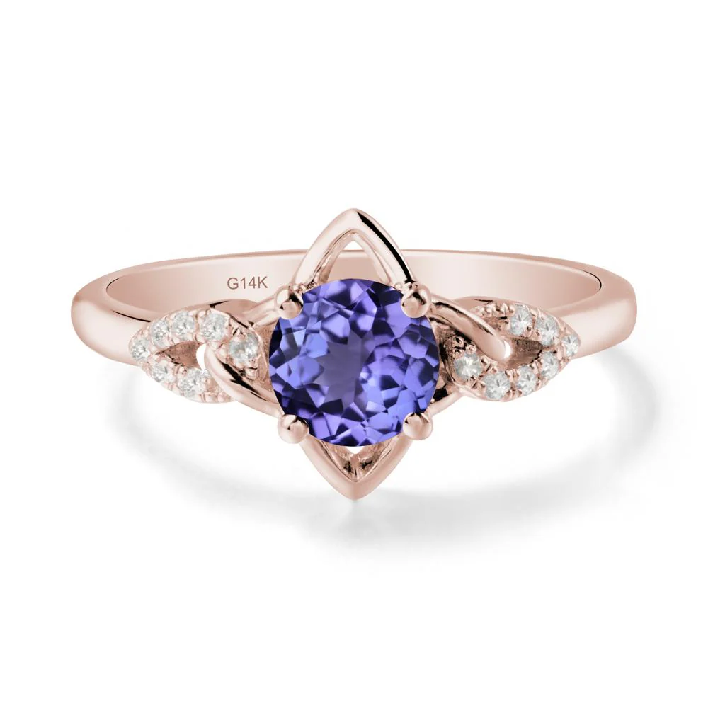 Floral Inspired Tanzanite Ring with Leaves - Image 2