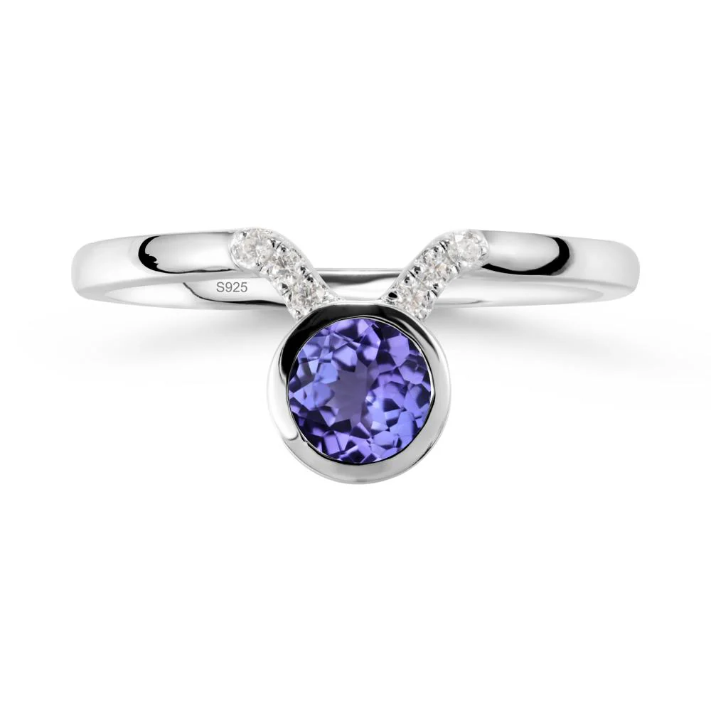 Round Tanzanite Taurus Zodiac Ring-Sensual & Loyal