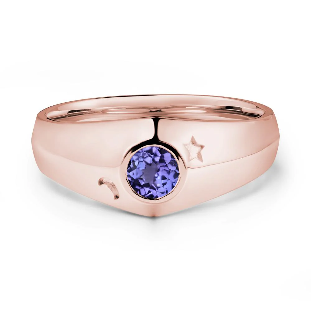 Round Tanzanite Wide Band Ring - Image 4