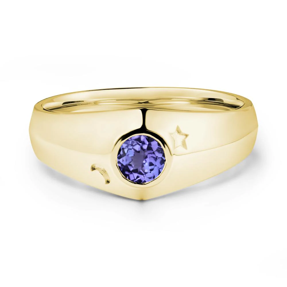 Round Tanzanite Wide Band Ring - Image 6