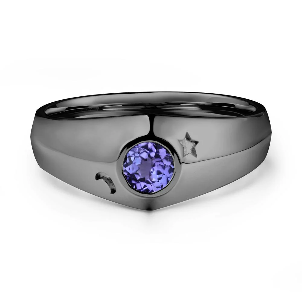 Round Tanzanite Wide Band Ring - Image 7