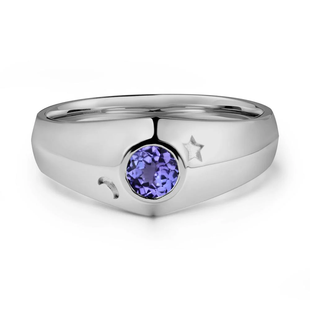 Round Tanzanite Wide Band Ring - Image 8