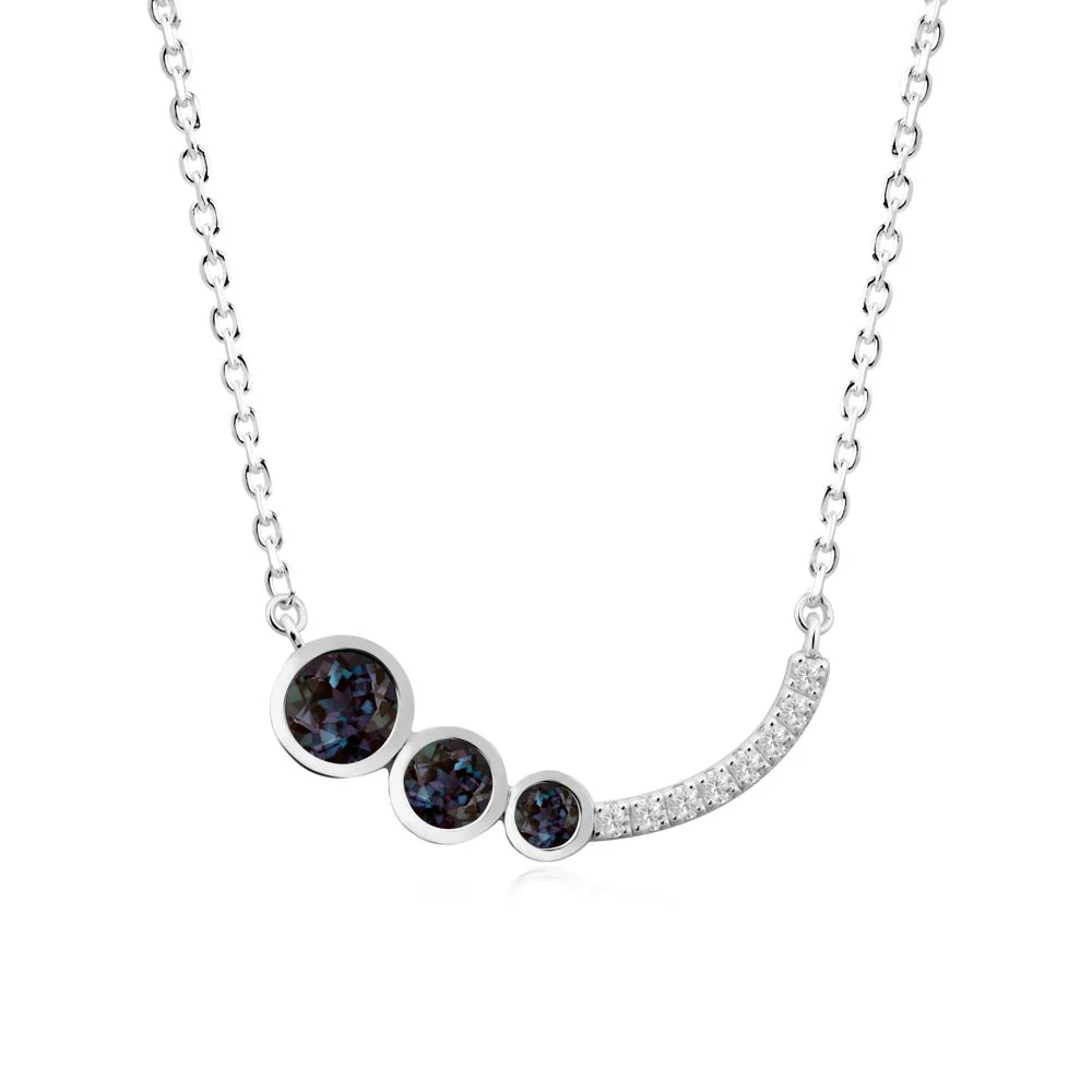 Round Three Stone Alexandrite Pendant Necklace - Image 7