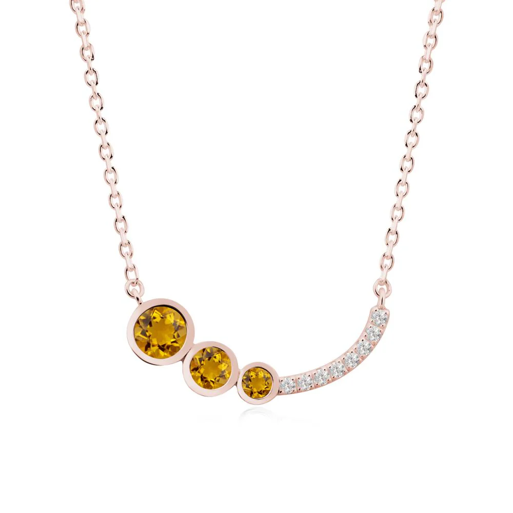 Round Three Stone Citrine Pendant Necklace - Image 3