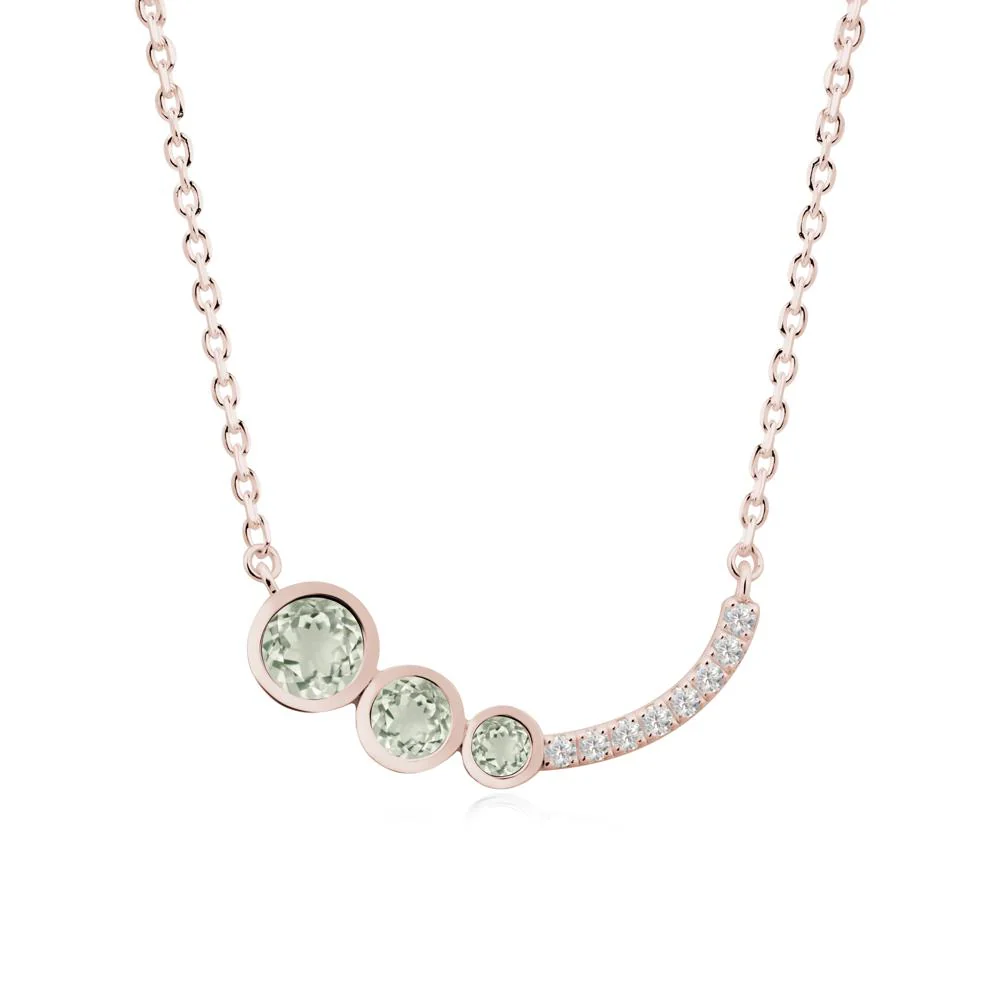 Round Three Stone Green Amethyst Pendant Necklace - Image 2