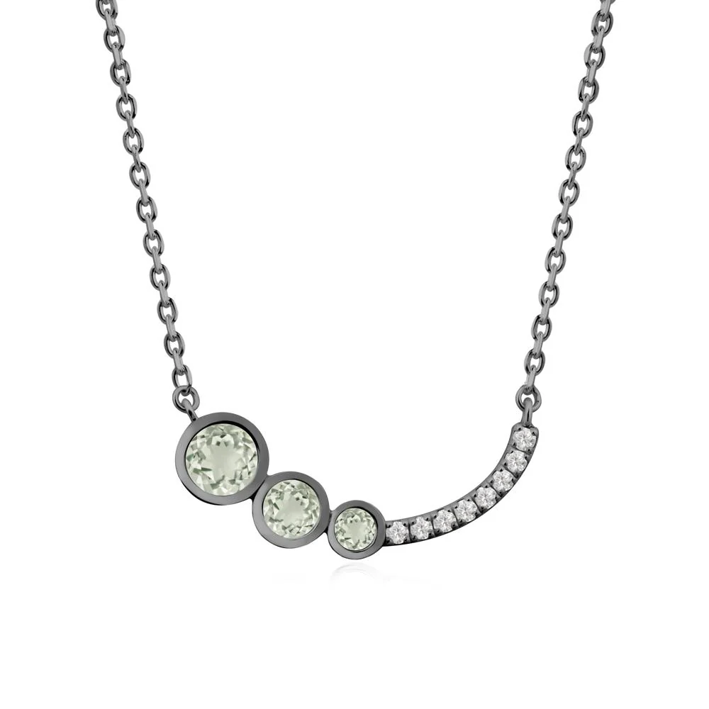 Round Three Stone Green Amethyst Pendant Necklace - Image 3