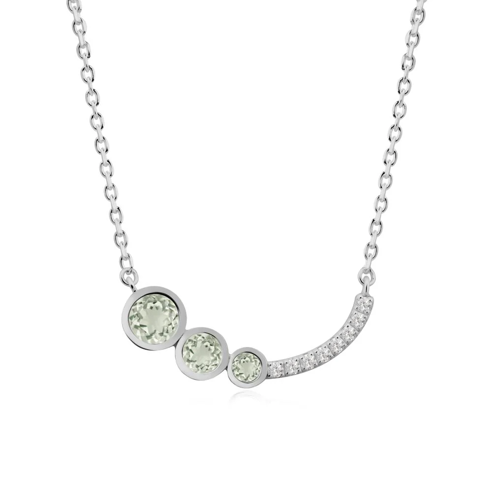 Round Three Stone Green Amethyst Pendant Necklace - Image 4
