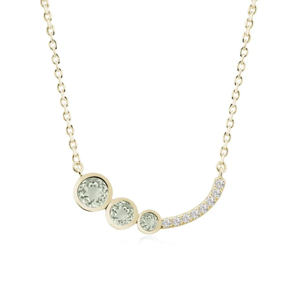 Round Three Stone Green Amethyst Pendant Necklace - Image 6