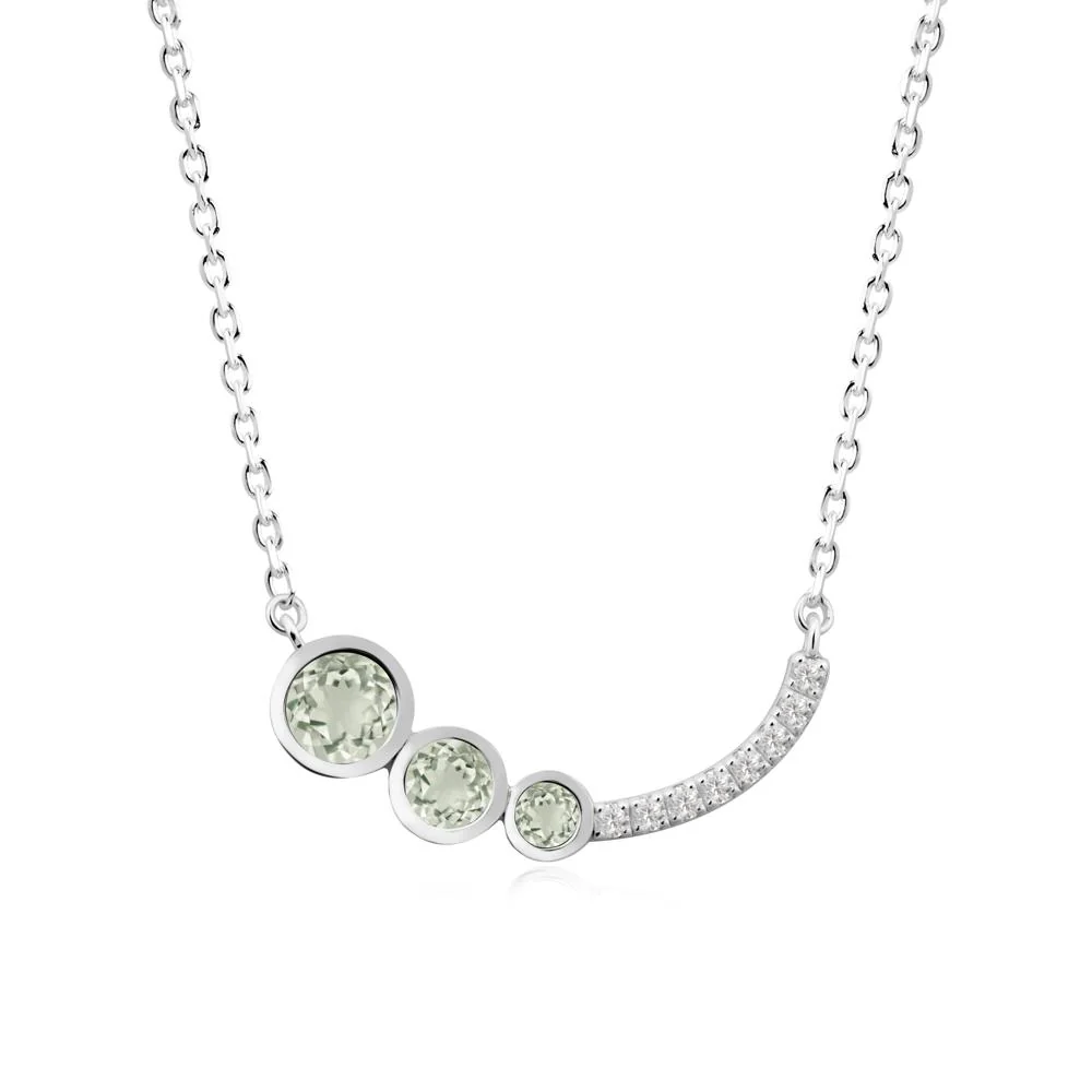 Round Three Stone Green Amethyst Pendant Necklace - Image 8