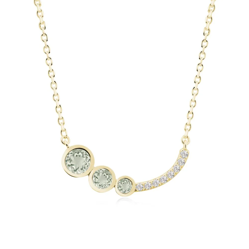 Round Three Stone Green Amethyst Pendant Necklace - Image 9