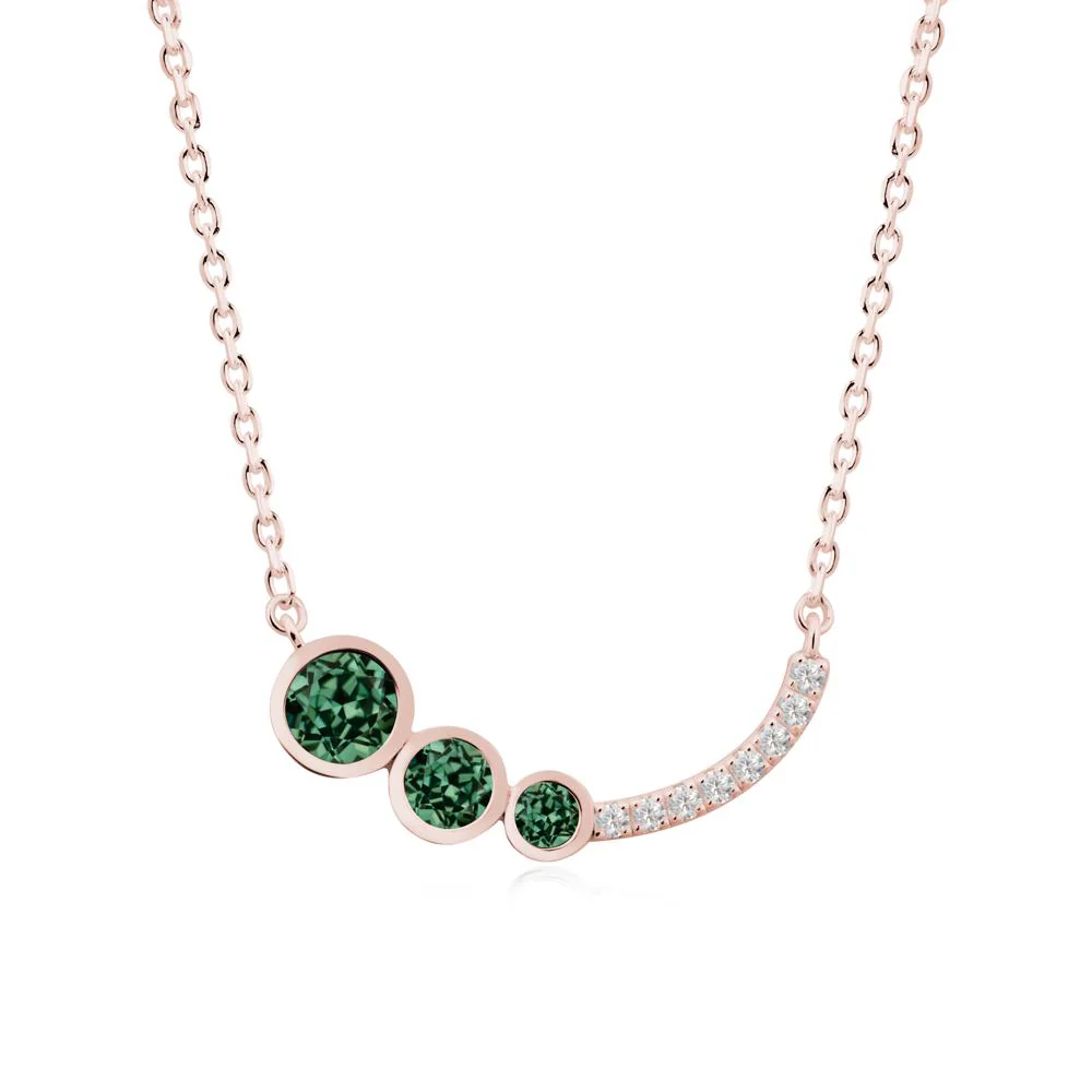 Round Three Stone Green Sapphire Pendant Necklace - Image 2