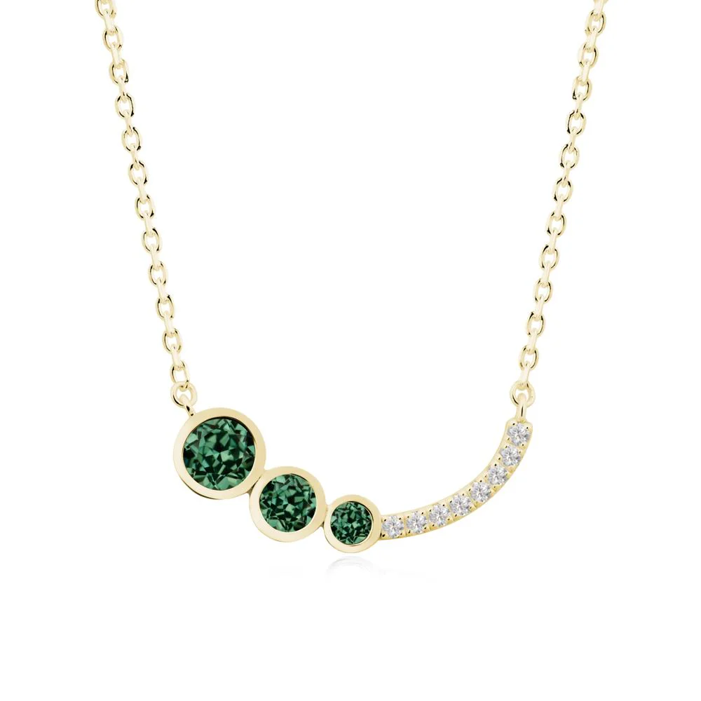 Round Three Stone Green Sapphire Pendant Necklace - Image 3