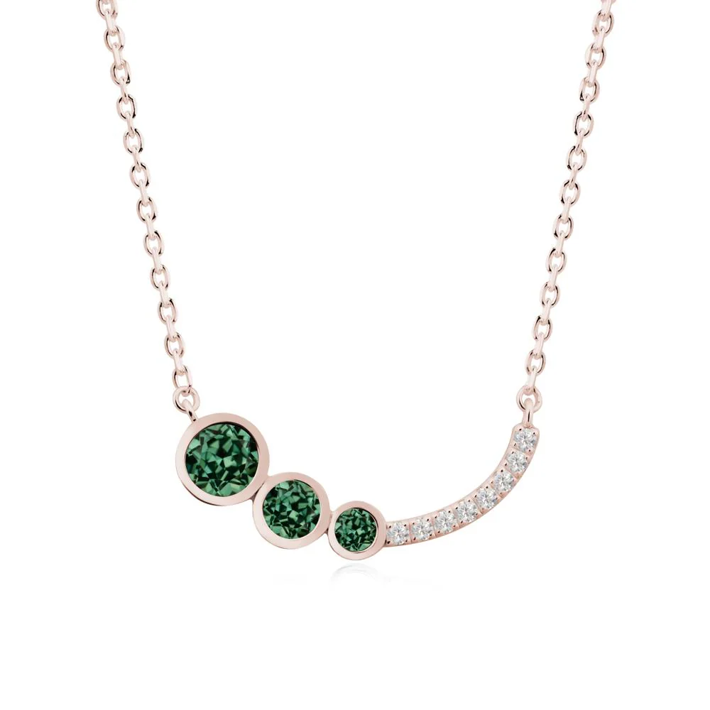 Round Three Stone Green Sapphire Pendant Necklace - Image 5