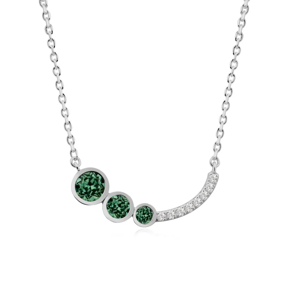 Round Three Stone Green Sapphire Pendant Necklace - Image 6