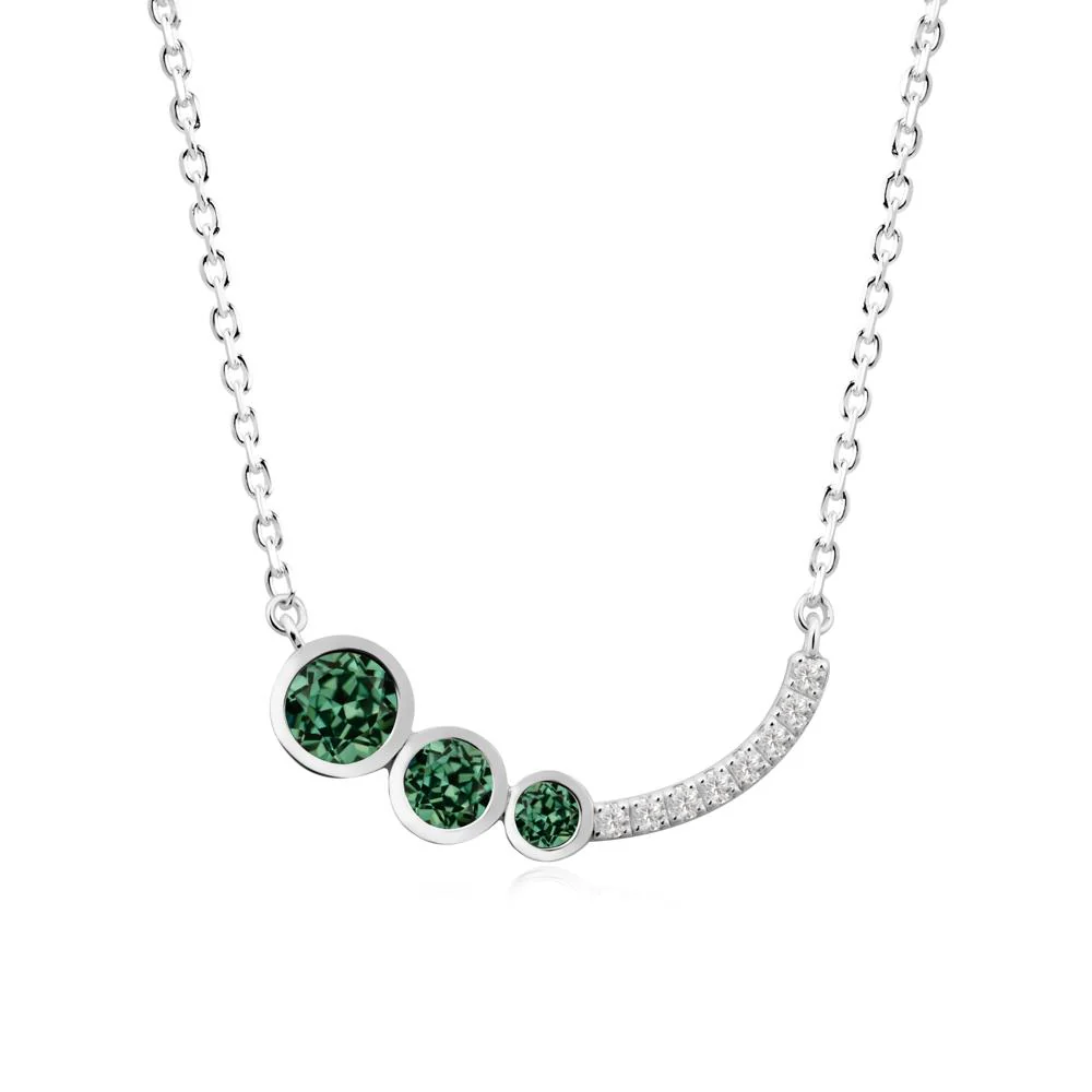 Round Three Stone Green Sapphire Pendant Necklace - Image 7