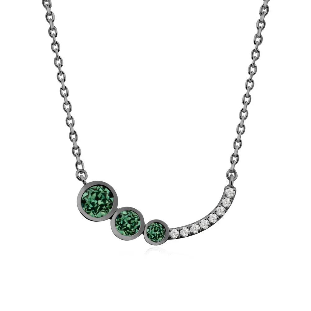 Round Three Stone Green Sapphire Pendant Necklace - Image 9