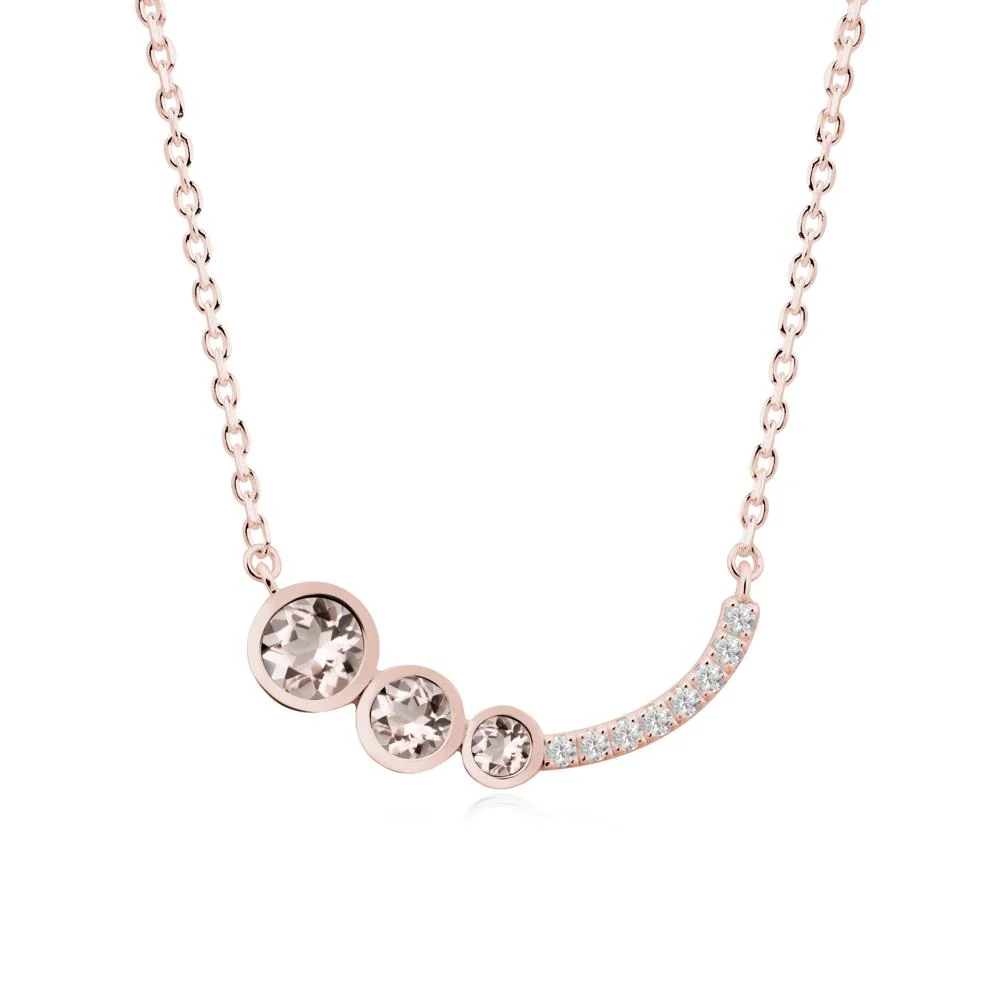 Round Three Stone Morganite Pendant Necklace - Image 5