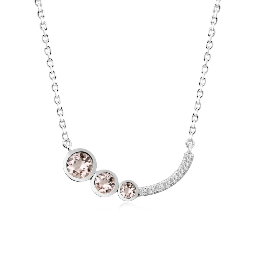 Round Three Stone Morganite Pendant Necklace - Image 6