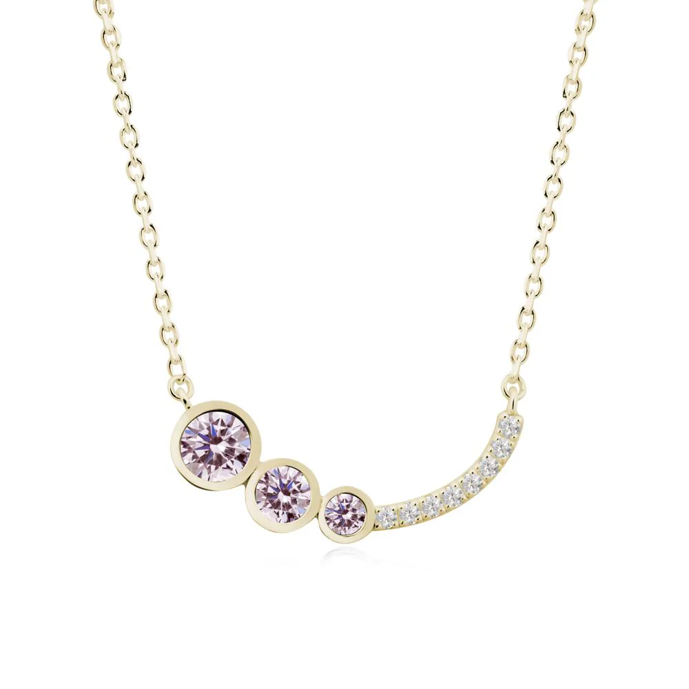 Round Three Stone Pink Cubic Zirconia Pendant Necklace