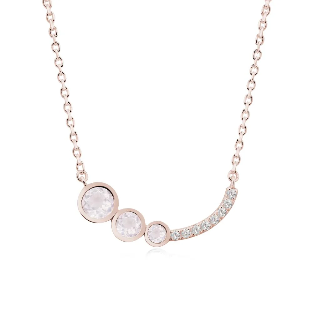 Round Three Stone Rose Quartz Pendant Necklace - Image 6
