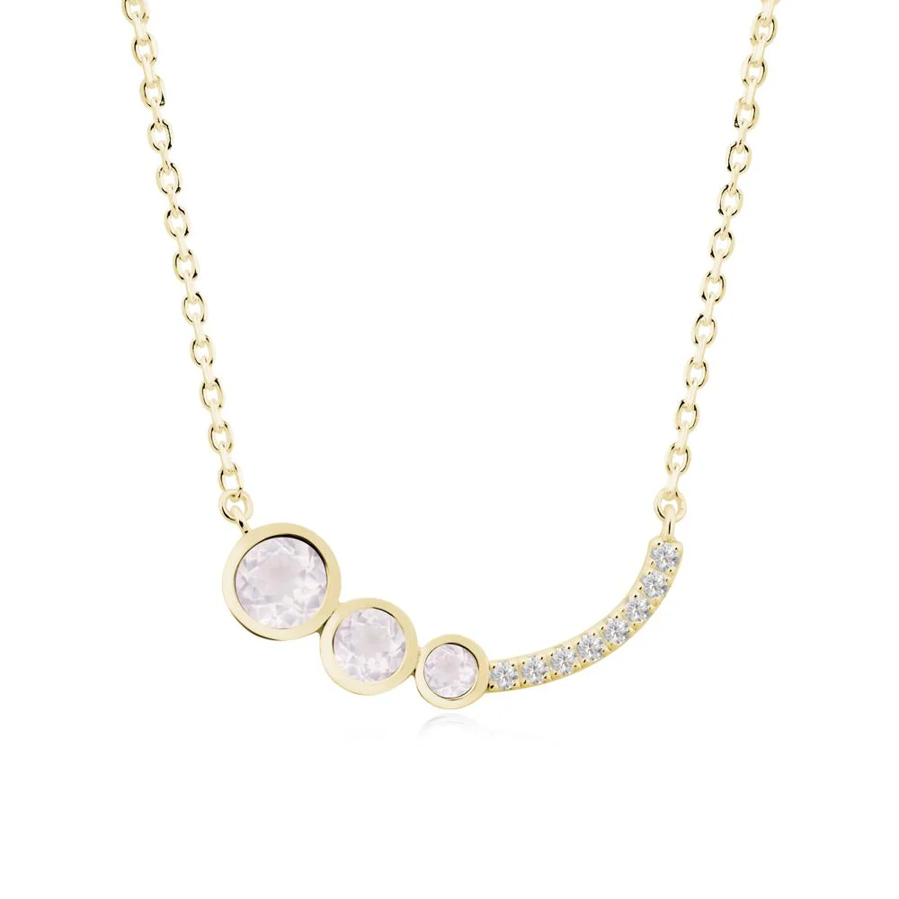 Round Three Stone Rose Quartz Pendant Necklace - Image 7
