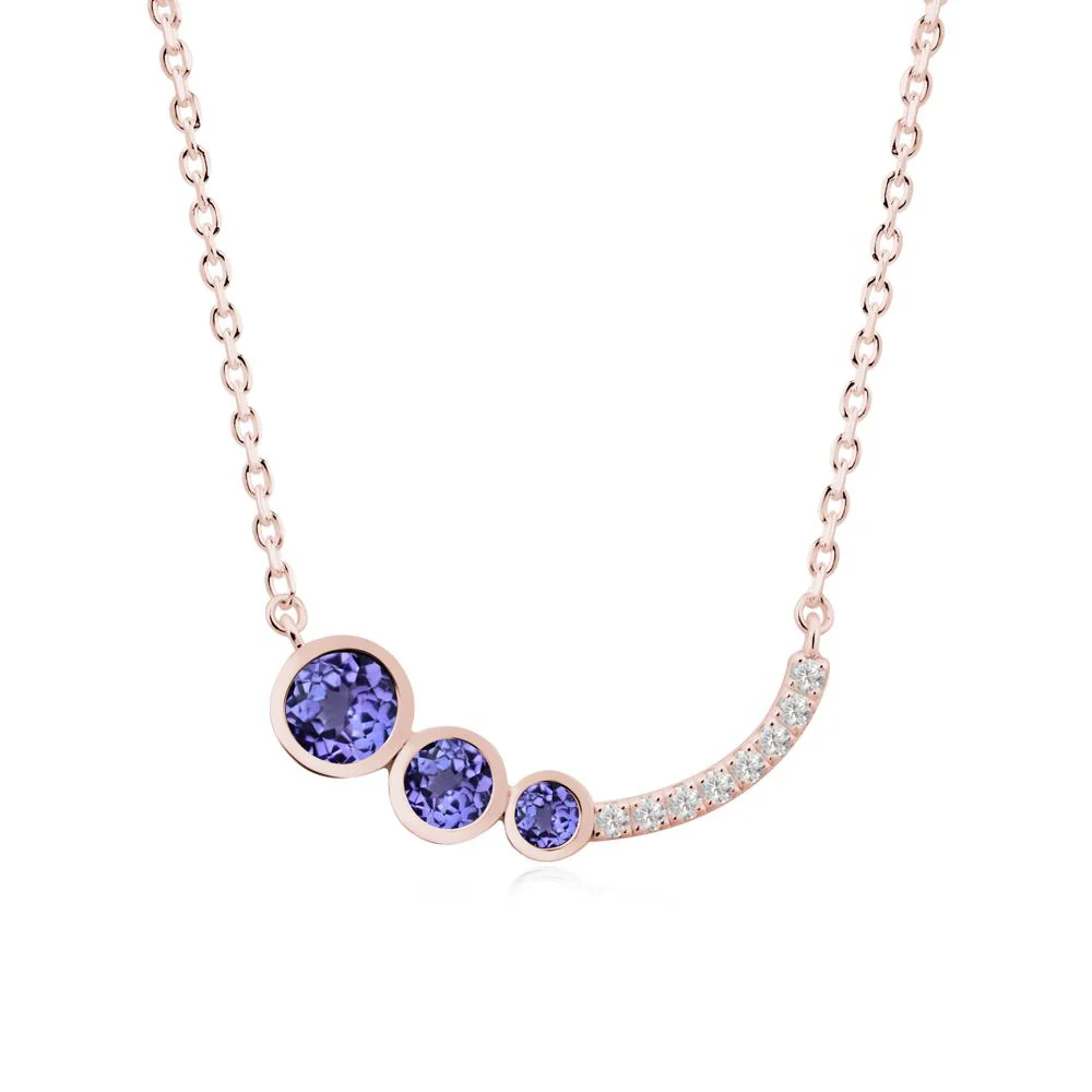 Round Three Stone Tanzanite Pendant Necklace - Image 5
