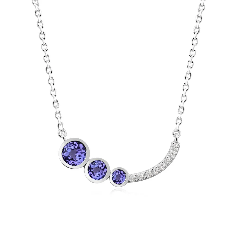 Round Three Stone Tanzanite Pendant Necklace - Image 8