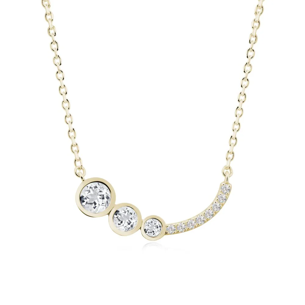 Round Three Stone White Topaz Pendant Necklace