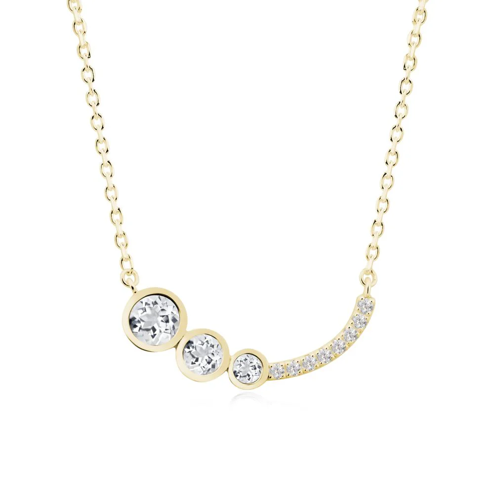 Round Three Stone White Topaz Pendant Necklace - Image 3