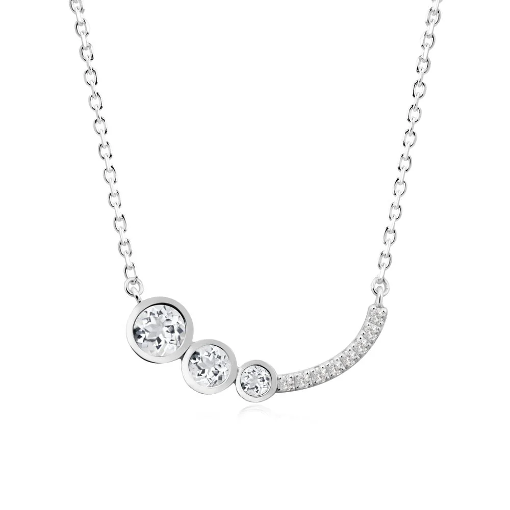 Round Three Stone White Topaz Pendant Necklace - Image 8
