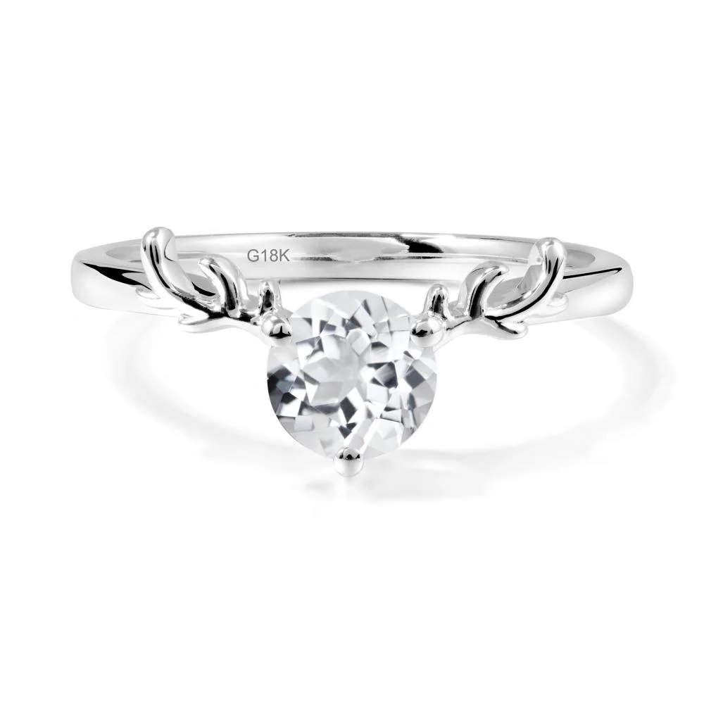 Solitaire Round White Topaz Ring - Image 5