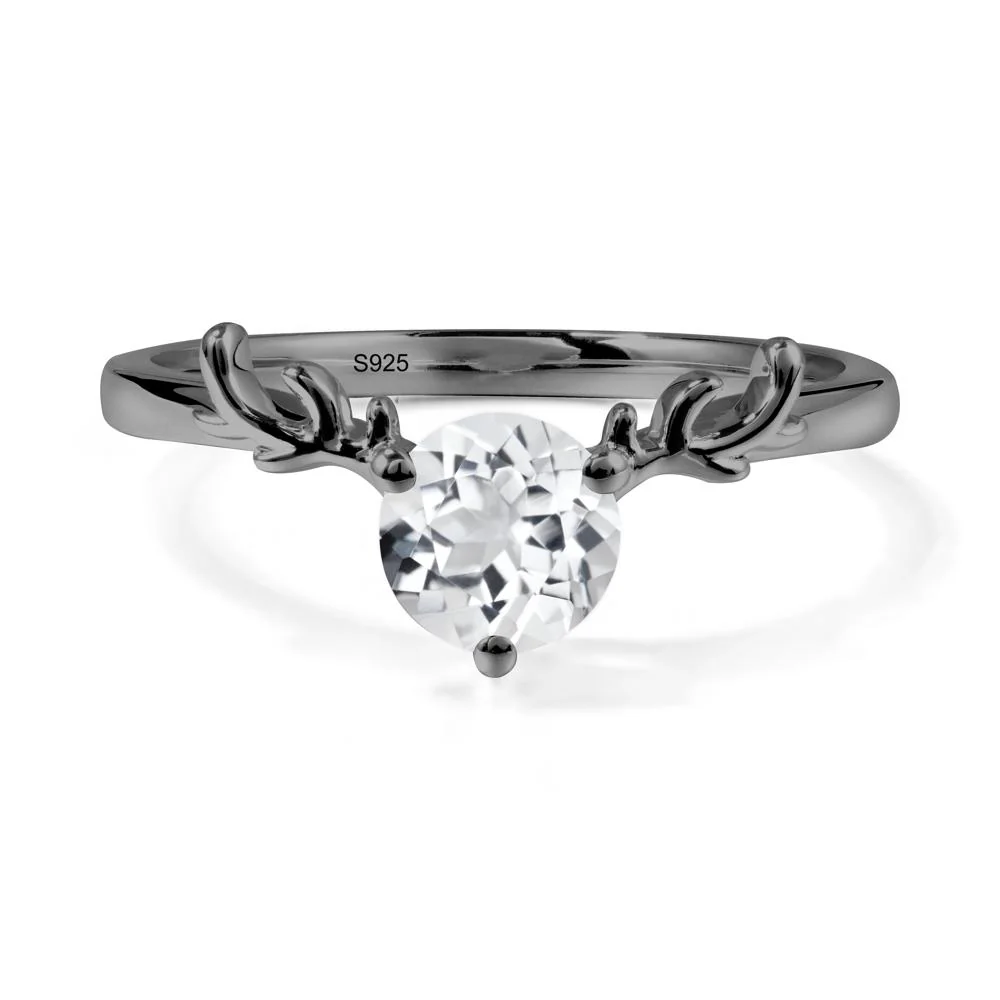 Solitaire Round White Topaz Ring - Image 7
